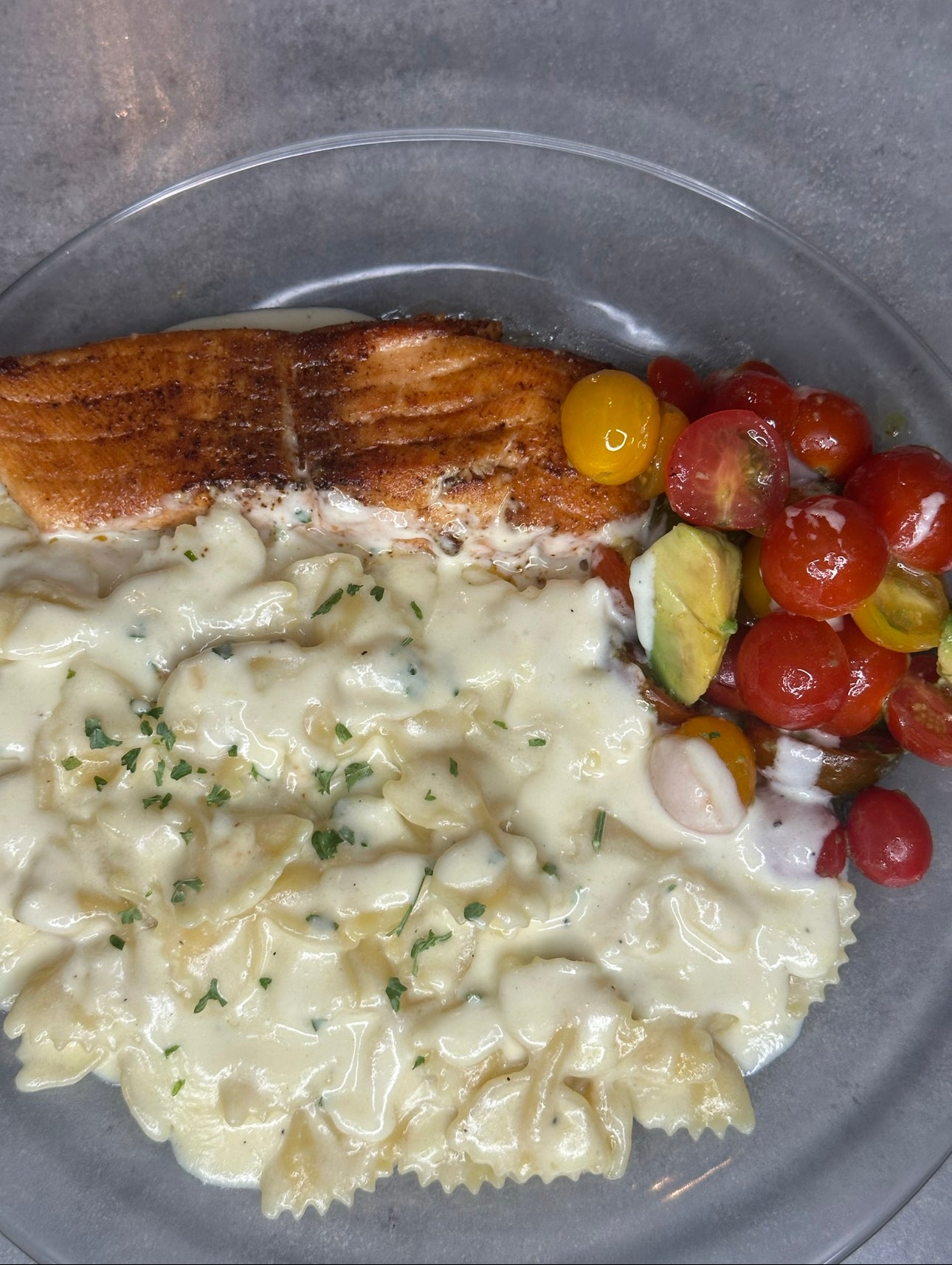 Salmon Alfredo Bowtie Pasta