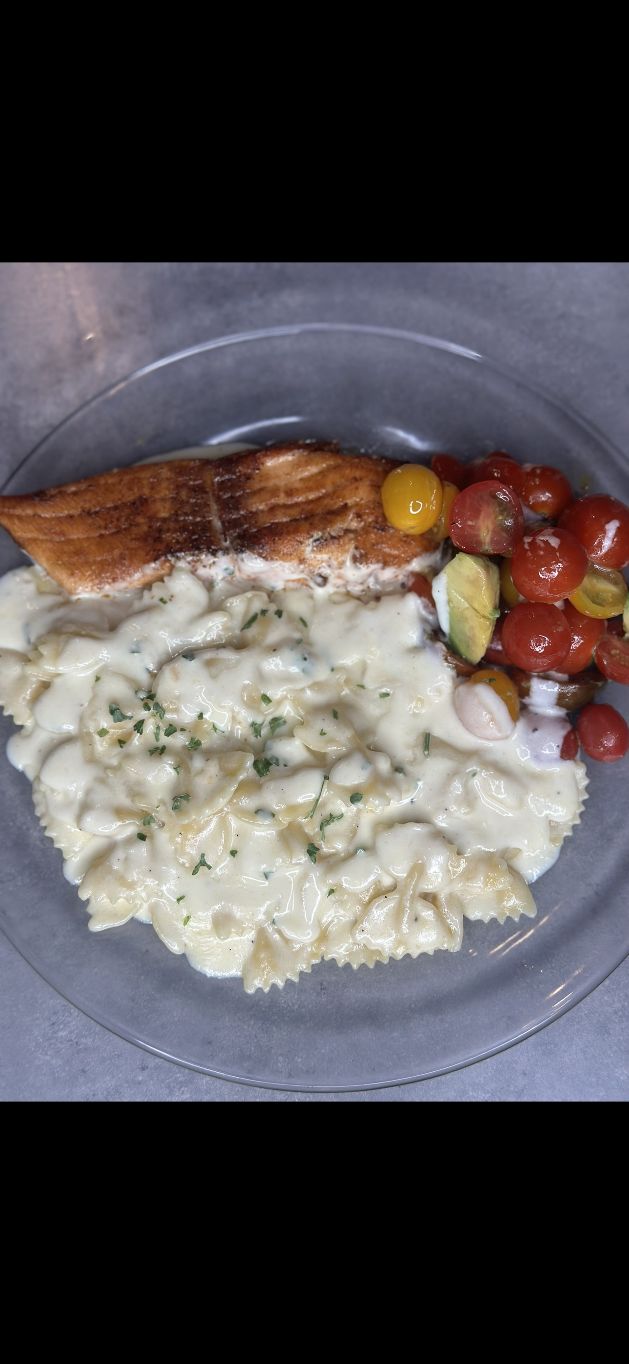 Salmon Alfredo Bowtie Pasta